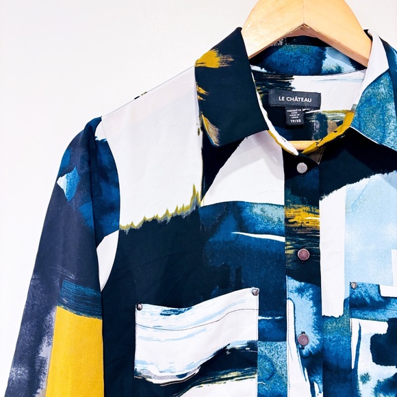 LE CHÂTEAU Brown and blue blouse - Picture 2 of 8